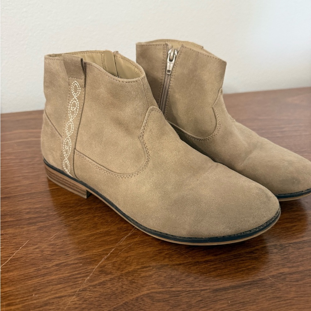 Tan Suede Style Ankle Boots